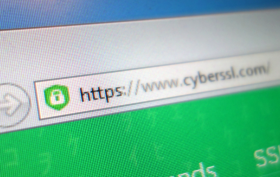 A close-up of a browser address bar displaying https with a padlock symbol, indicating a secure connection