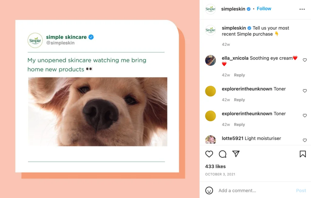 meme on a phone screen with comments opened on instagram